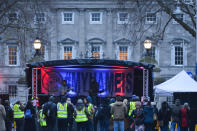 <p>Homeless campaigners attend peaceful protest concert to raise awareness of homelessness in Ireland outside Leinster House, Dublin. On Tuesday, December 12, 2017, in Dublin, Ireland. (Photo by Artur Widak/NurPhoto) </p>