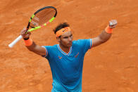 Tennis - ATP 1000 - Italian Open - Foro Italico, Rome, Italy - May 18, 2019 Spain's Rafael Nadal celebrates after winning his semi final match against Greece's Stefanos Tsitsipas REUTERS/Giuseppe Maffia