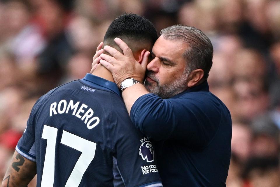 Cristian Romero and Ange Postecoglou (Getty Images)