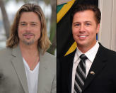 <b>Brad Pitt and his brother</b><br>Brad Pitt, who was Golden Globe nominated for his work in "Moneyball," isn’t the only kid in the family. Doug Pitt is a philanthropist and businessman and looks strikingly similar to his famous brother.