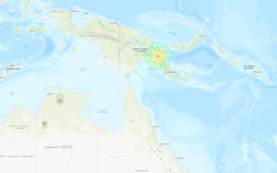 A 7.2 magnitude earthquake has hit Papua New Guinea. Source: US Geological Survey