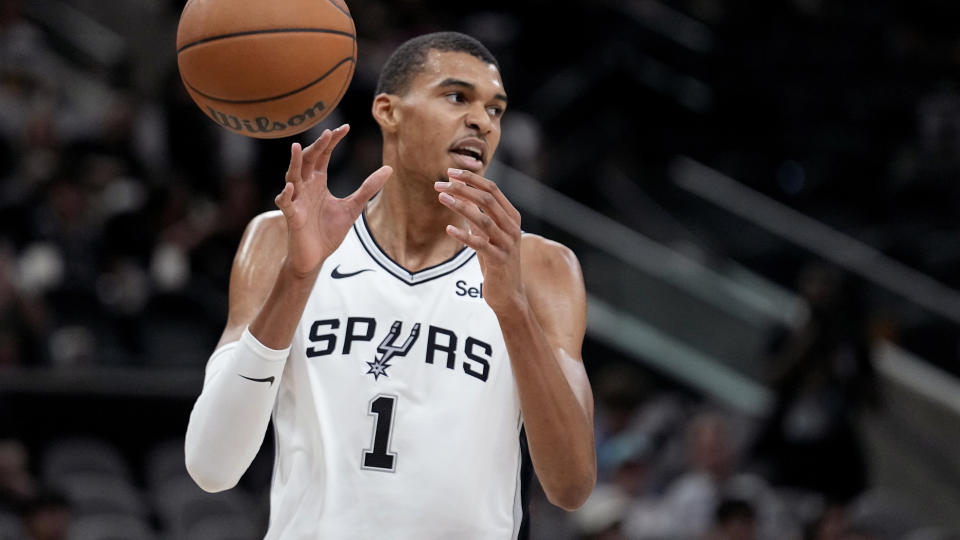 Victor Wembanyama kept the highlights coming in his third NBA preseason game with the San Antonio Spurs. (AP Photo/Eric Gay)