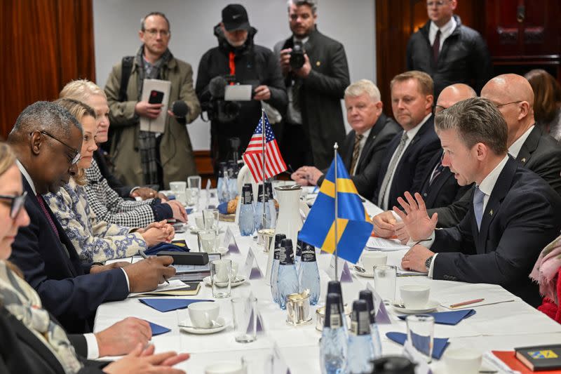 U.S. Defense Secretary Austin visits Musko Naval Base in Stockholm County