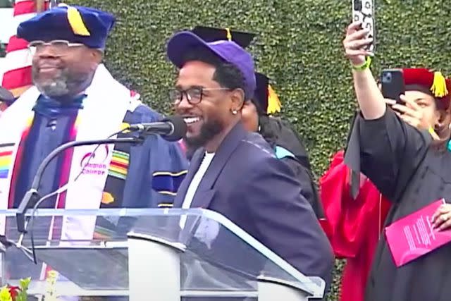 <p>Compton College/YouTube</p> Kendrick Lamar at Compton College