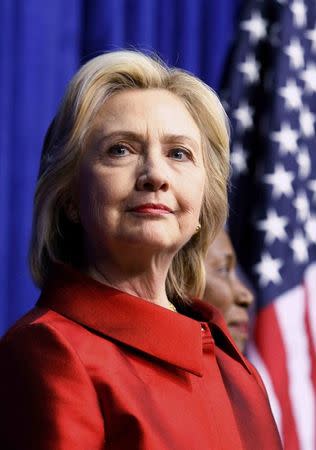 Democratic Presidential candidate Hillary Clinton stands onstage before receiving the Barbara Jordan Public-Private Leadership Award and delivering remarks on voting rights during an appearance at Texas Southern University in Houston, Texas June 4, 2015. REUTERS/Donna Carson