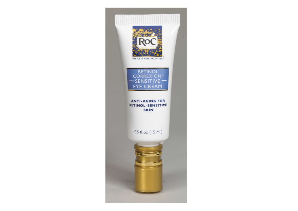 Mullans also recommends RoC Correxion Eye Cream because it's good for decreasing signs of aging around the eyes. RoC Correxion Eye Cream contains superstar ingredient retinol, which helps correct fine lines and wrinkles. RoC also has a formula for those who are sensitive to retinol and need something gentler. &lt;br&gt;&lt;br&gt;<strong>Find it and the </strong><a href="https://www.walmart.com/ip/RoC-Retinol-Correxion-Anti-Aging-Sensitive-Skin-Eye-Cream-5-fl-oz/15747289"><strong>sensitive formula</strong></a><strong> for $17.95 on </strong><a href="https://www.walmart.com/ip/RoC-Retinol-Correxion-Anti-Aging-Eye-Cream-Treatment-5-fl-oz/13269685?findingMethod=wpa&amp;requestUUID=1dac8581-c392-435c-99c0-fedfe8053bfe&amp;tgtp=1&amp;cmp=233895&amp;relRank=0&amp;tax=1085666_7192911_8534614_4575174_1570772&amp;pt=ip&amp;adgrp=236121&amp;bt=1&amp;plmt=1x1_B-C-OG_TI_1-1_PDP-Buybox&amp;wpa_qs=SZWS3ZDeIj81TLYLCudx6cRWNntQSDw-QCpMTGYE67EXNAGQHpqSbWZX3zxXohuXoLzORIyweG_GSNumAPnugWezGrPV5_798U67pADkBpw&amp;bkt=__bkt__&amp;tn=WMT&amp;mLoc=top&amp;pgid=15747289&amp;isSlr=false&amp;itemId=13269685&amp;relUUID=1dac8581-c392-435c-99c0-fedfe8053bfe&amp;adUid=d04f897b-0919-4f06-8bbb-77a17cb3b2b1&amp;adpgm=wpa&amp;pltfm=desktop"><strong>Walmart.com</strong></a><strong>.&nbsp;&nbsp;</strong>