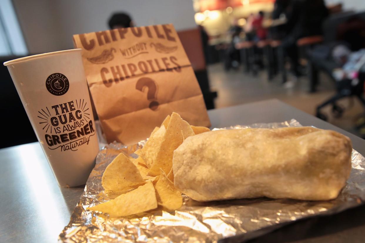 food is served at a Chipotle restaurant on October 25, 2017 in Chicago, Illinois