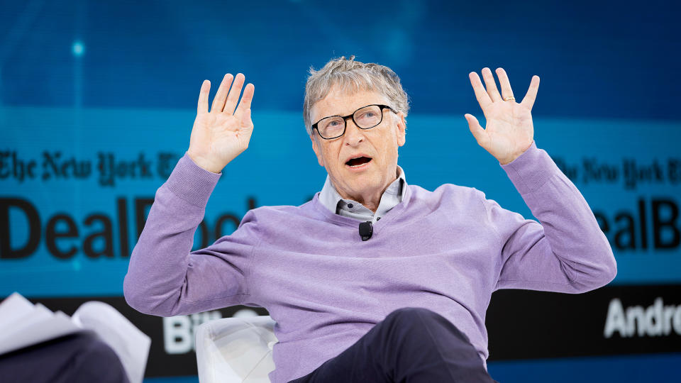 NEW YORK, NEW YORK - NOVEMBER 06: Bill Gates, Co-Chair, Bill & Melinda Gates Foundation speaks onstage at 2019 New York Times Dealbook on November 06, 2019 in New York City. (Photo by Michael Cohen/Getty Images for The New York Times)