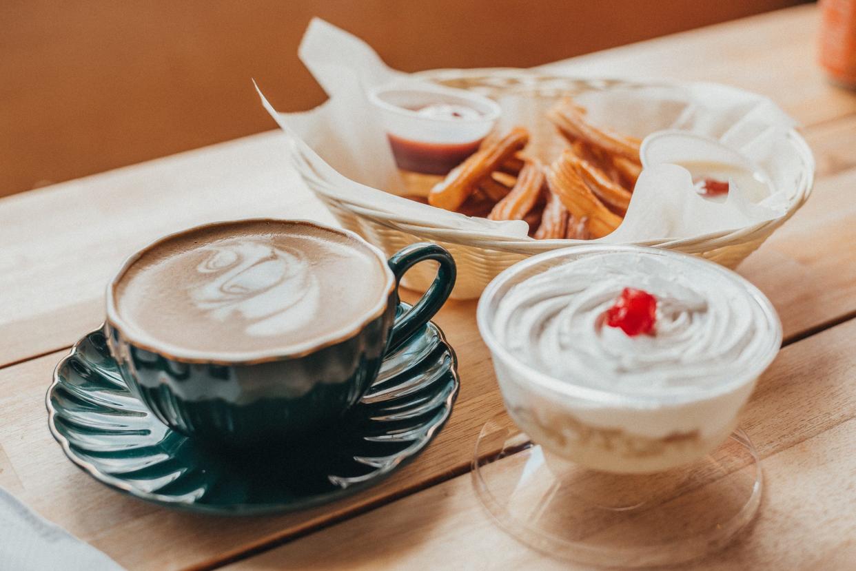 Desserts at 1928 Cuban Bistro include Café Con Leche, Churros and Vanilla Tres Leche.