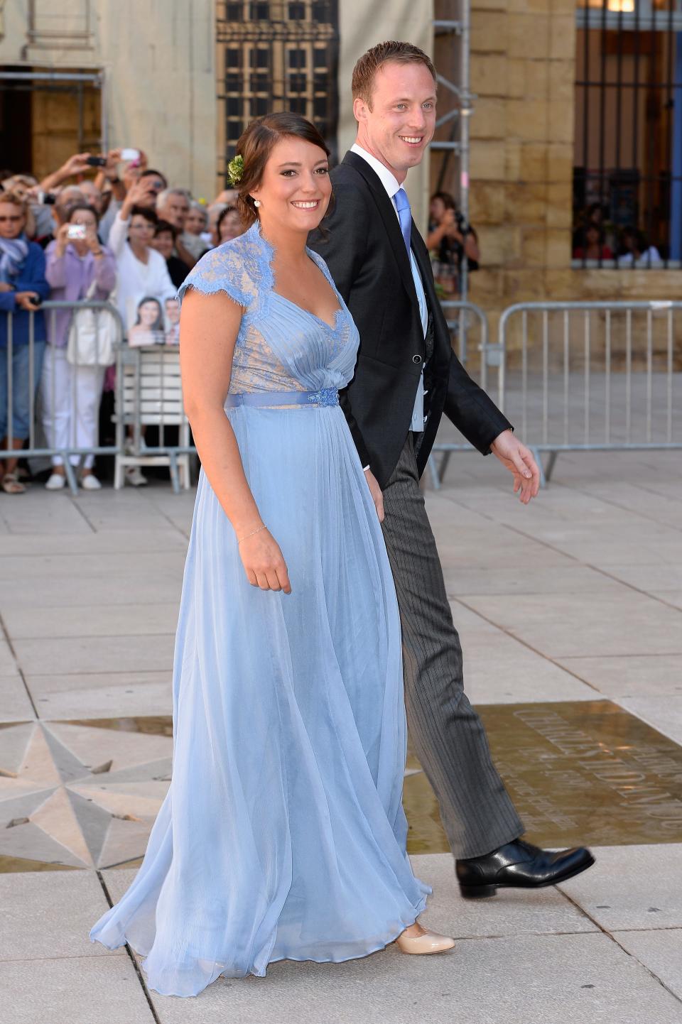 Princess Alexandra of Luxembourg, wearing a blue dress, and Felix Lademacher