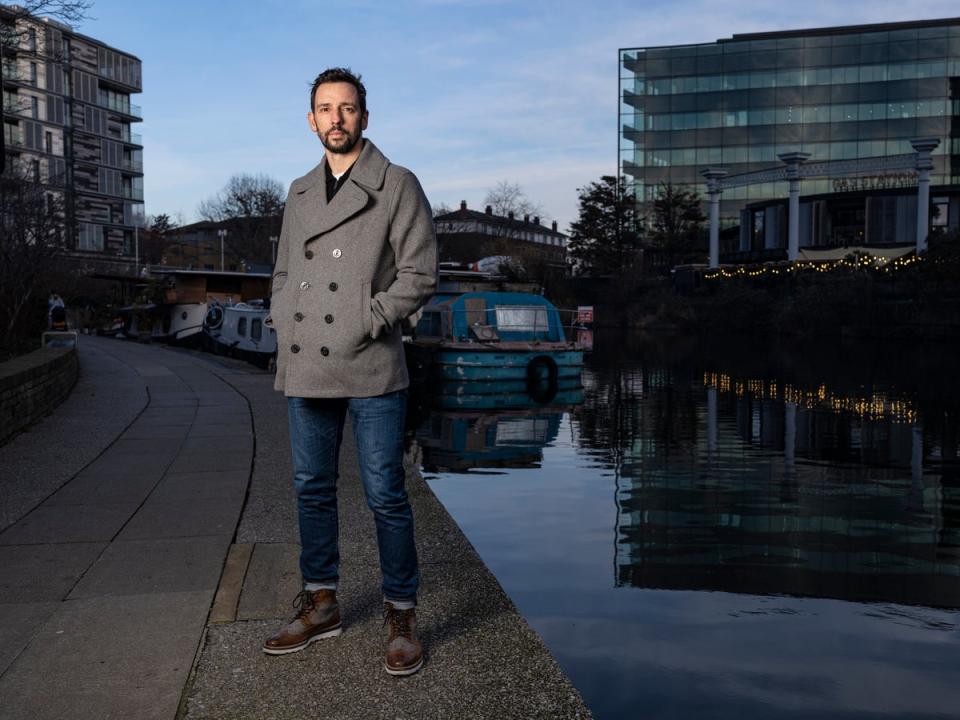 Ralf Little by the canal in King’s Cross  (Daniel Hambury/Stella Pictures L)