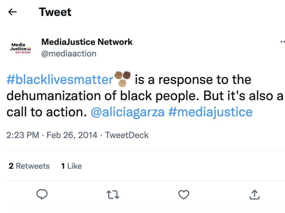 #BlackLivesMatter tweet from MediaJustice Network