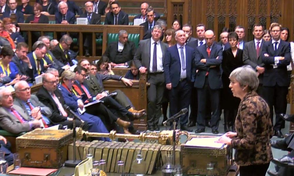 The prime minister, Theresa May, speaking to the Commons