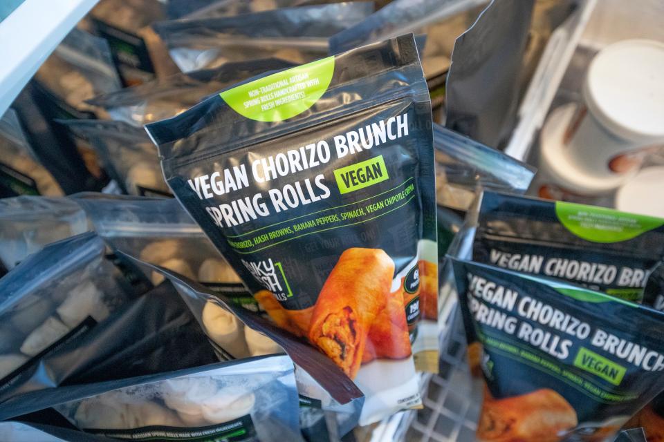 Four meatless varieties of frozen Funky Fresh Spring Rolls are now sold at Milwaukee-area grocers, but the varieties will expand to include meat under the new partnership. The Funky Fresh restaurant at Sherman Phoenix on Milwaukee's north side sells the rolls hot, with meat or meatless.