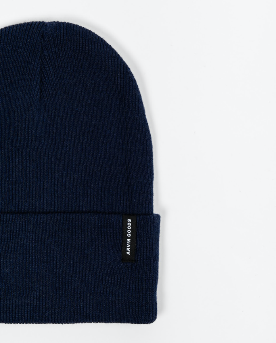 Arvin Goods beanies made from upcycled materials. - Credit: Courtesy Arvin Goods