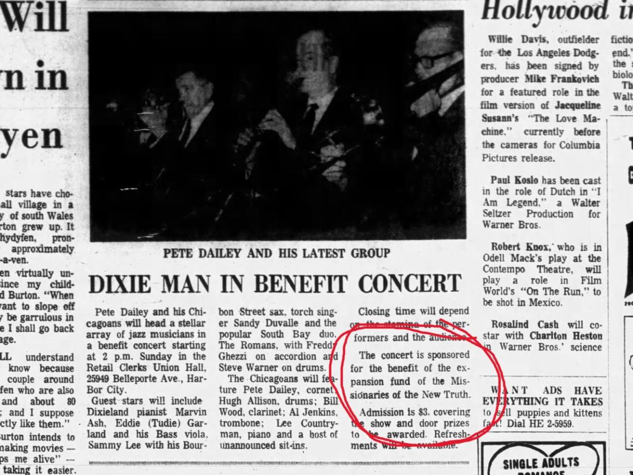 A fundraiser for the expansion of the New Truth and its good works is previewed in the <em>Independent</em> in November, 1970.
