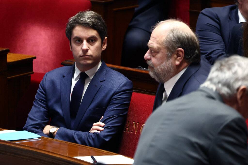 Gabriel Attal et Eric Dupond-Moretti à l’Assemblée nationale le 30 janvier 2024. 