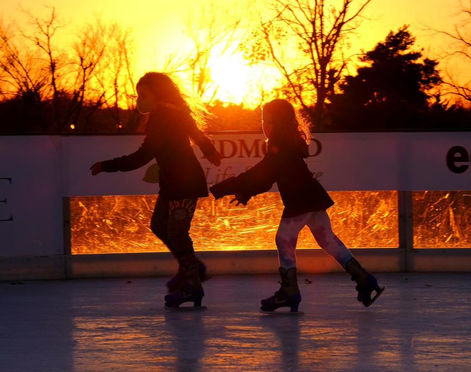 Children ice skate at the Edmond Ice Rink in Mitch Park Tuesday, December 1, 2020.