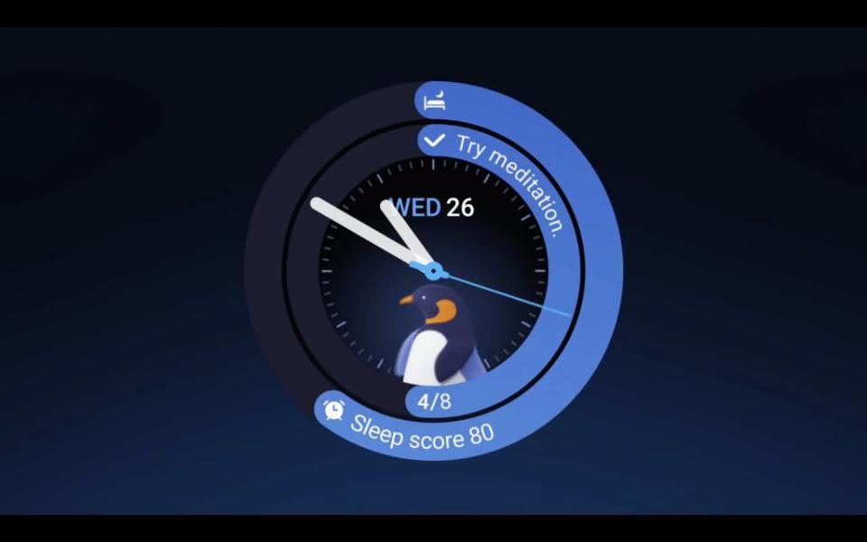 三星過去Galaxy Watch已經有以可愛動物來分類使用者的生活睡眠習慣功能。（翻攝直播）