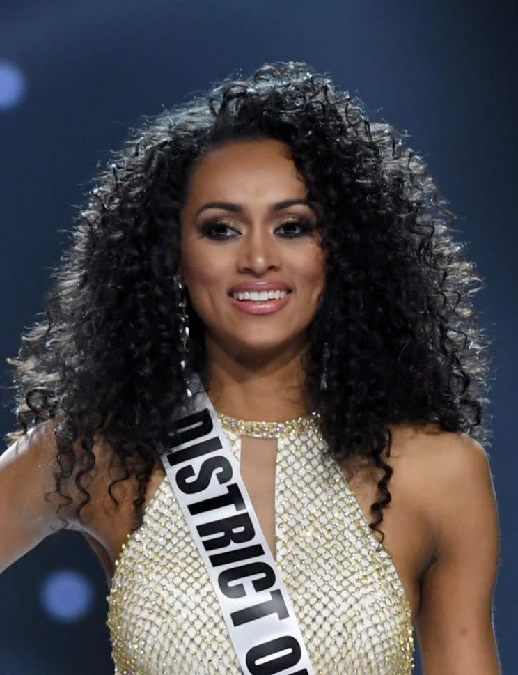 Kara McCullough shows off her natural curls during the Miss USA pageant