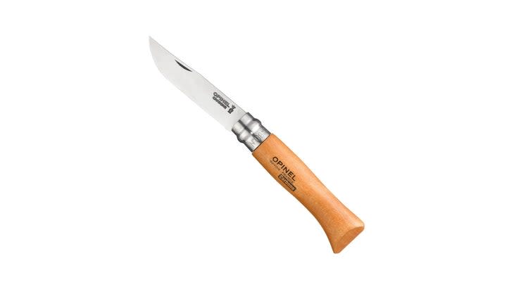 <span class="article__caption">The <a href="https://www.opinel-usa.com/collections/opinel-pocket-knives/products/opinel-no-8-carbon-steel-folding-knife" rel="nofollow noopener" target="_blank" data-ylk="slk:$18 Opinel No. 8;elm:context_link;itc:0;sec:content-canvas" class="link ">$18 Opinel No. 8</a> makes a fine picnic knife, but its twist collar, relatively thick handle, and wood frame rule it will make it a little more challenging to deploy and carry, and less durable than other options.</span>
