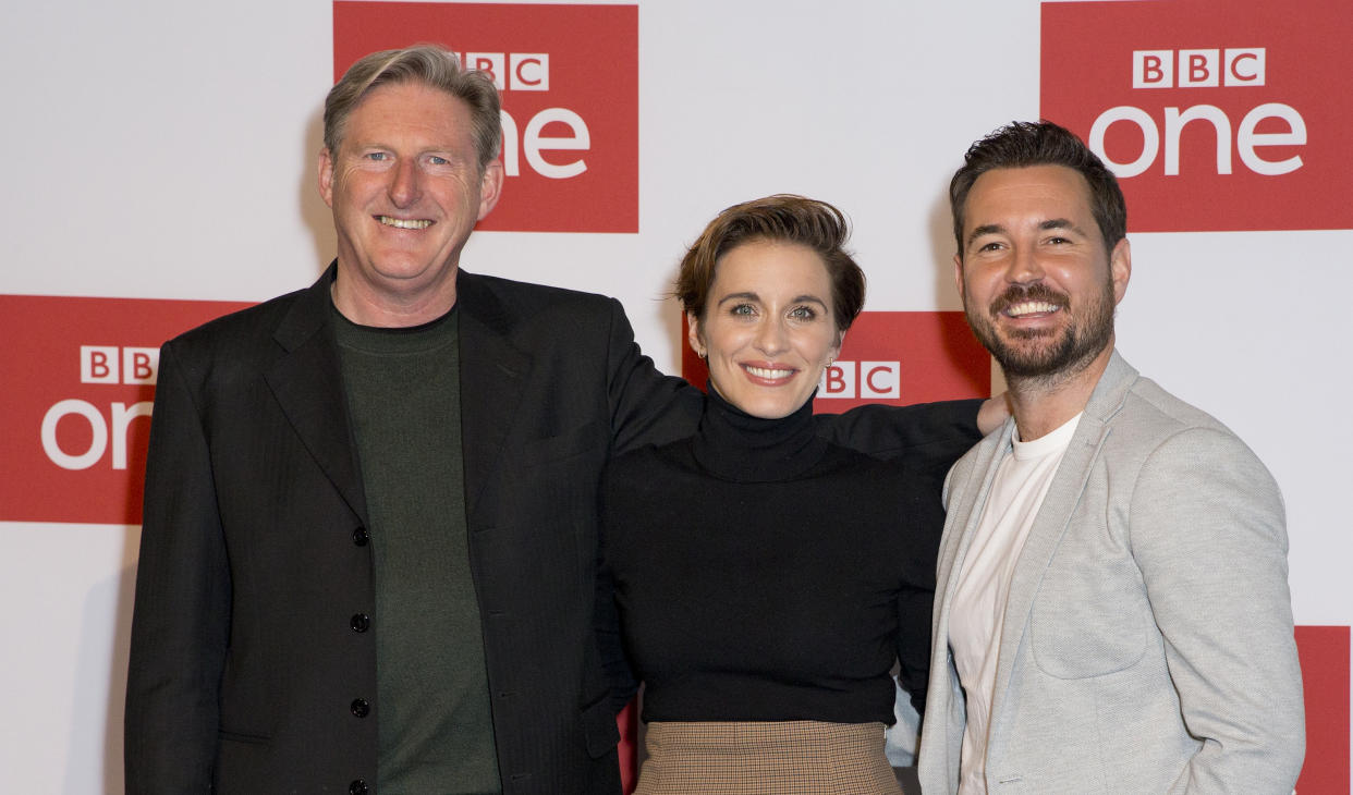(left to right) Adrian Dunbar, Vicky McClure and Martin Compston attending a photo call for BBC One's Bodyguard at the BFI Southbank in London. Picture dated: Monday March 18, 2019. Photo credit should read: Isabel Infantes / EMPICS Entertainment.