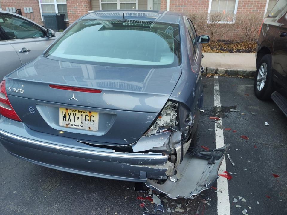 Brenda Robertson’s damaged Mercedes.