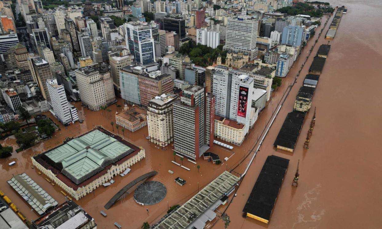 <span>The city centre of Porto Alegre, Rio Grande do Sul state on 5 May.</span><span>Photograph: Renan Mattos/Reuters</span>