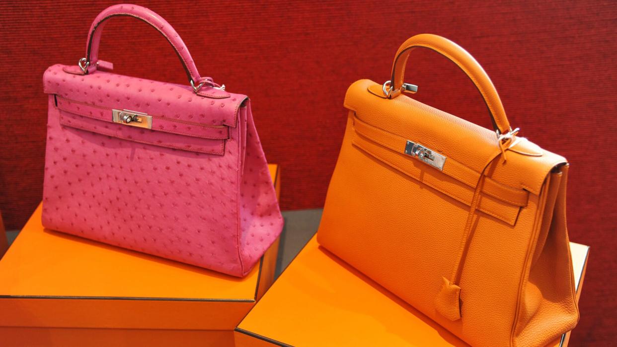 Hermes fuchsia ostrich Kell bag.