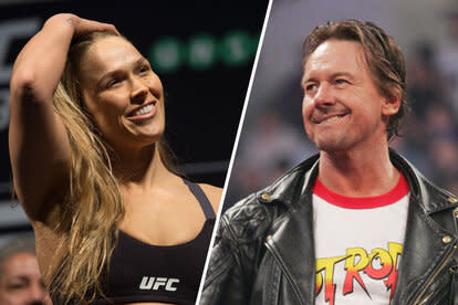 Split image of Ronda Rousey and Roddy Piper