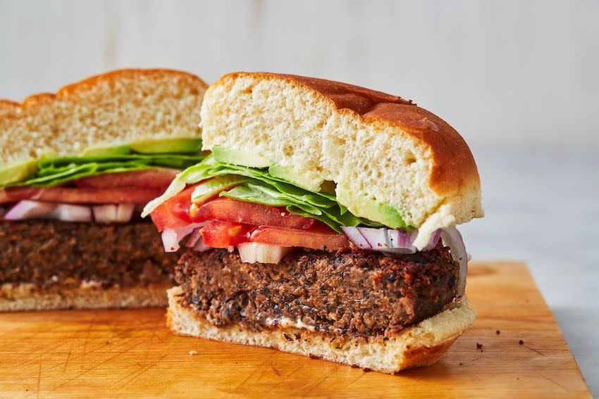 <p>Finding alternatives to meat can be hard, but we think these <a href="https://www.delish.com/cooking/recipe-ideas/g2729/best-burger-recipes/" rel="nofollow noopener" target="_blank" data-ylk="slk:burgers;elm:context_link;itc:0;sec:content-canvas" class="link ">burgers</a> really nail it. The secret? Stop trying to make them taste like beef, and focus on the flavor of the <a href="https://www.delish.com/cooking/g4252/best-black-bean-recipes/" rel="nofollow noopener" target="_blank" data-ylk="slk:beans;elm:context_link;itc:0;sec:content-canvas" class="link ">beans</a>!</p><p>Get the <strong><a href="https://www.delish.com/cooking/recipe-ideas/recipes/a5658/black-bean-burgers-recipe/" rel="nofollow noopener" target="_blank" data-ylk="slk:Black Bean Burgers recipe;elm:context_link;itc:0;sec:content-canvas" class="link ">Black Bean Burgers recipe</a></strong>.</p>