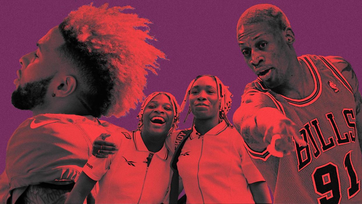 From the Williams sisters to Dennis Rodman, hair helped make these athletes icons. (Photo: Illustration: Damon Dahlen/HuffPost; Photos: Getty)