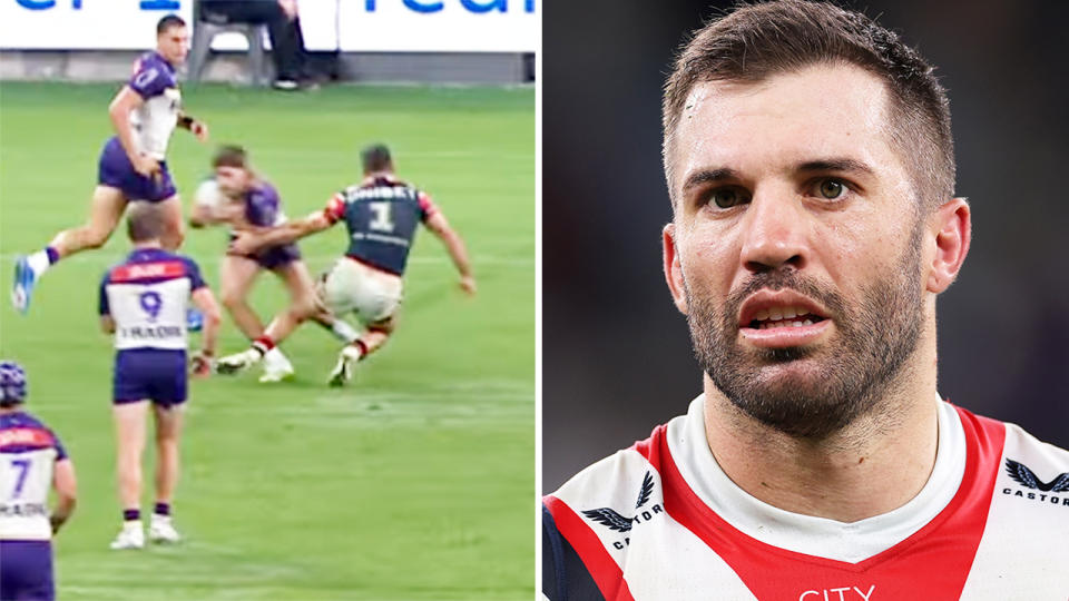 James Tedesco, pictured here tripping Ryan Papenhuyzen.