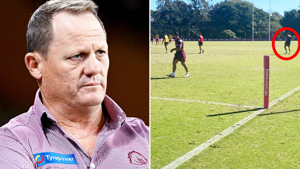 Kevin Walters and Selwyn Cobbo, pictured here at the Brisbane Broncos.