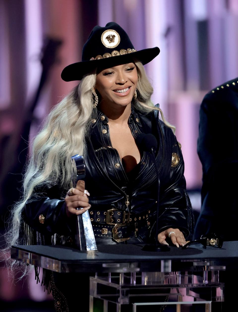Beyoncé accepts the Innovator Award onstage during the 2024 iHeartRadio Music Awards at Dolby Theatre in Los Angeles, California, on April 1, 2024.