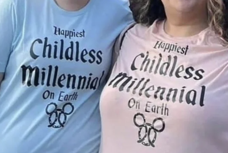 T-shirts that say "Happiest childless millennial on Earth"