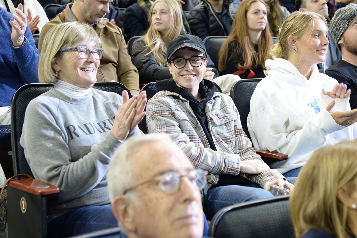 Elliot Page and his mom at Washington Capitals v New York Rangers, Madison Square Garden