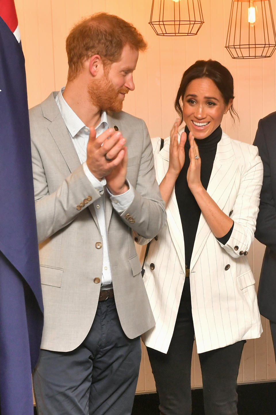 Meghan stunned in a black and white outfit. Photo: Getty