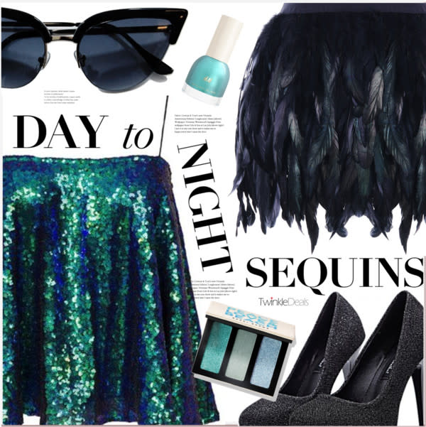 sequins and feather