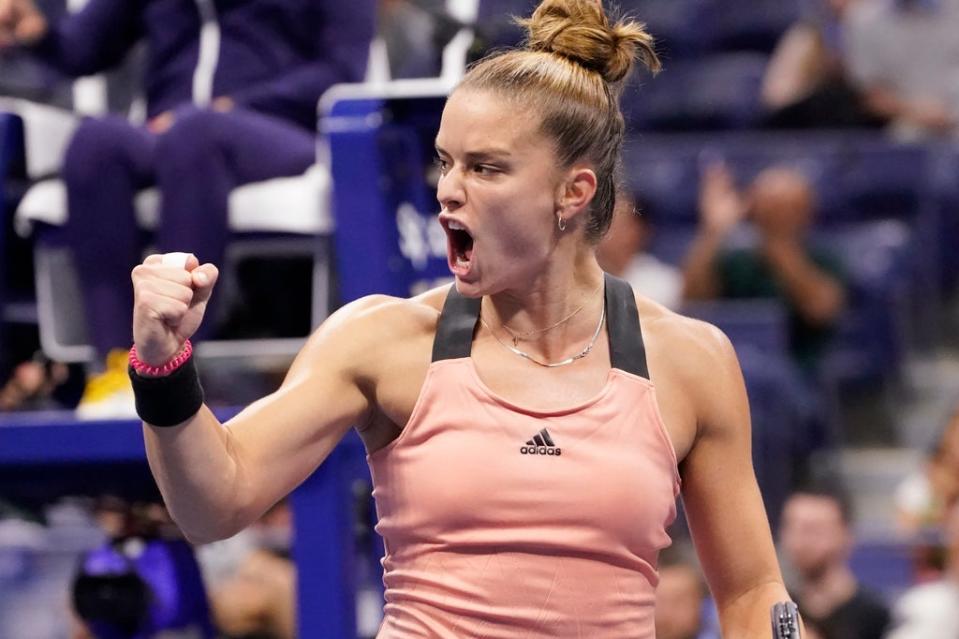 Maria Sakkari defeated Bianca Andreescu to reach the US Open quarters (John Minchillo/AP) (AP)