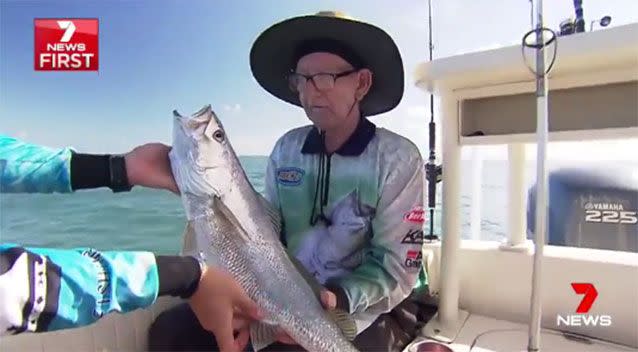 Ray with a catch. Source: 7 News