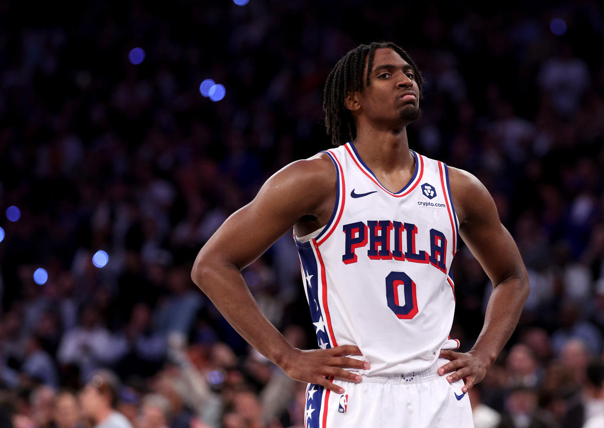 The Philadelphia 76ers will surely want to hang on to Tyrese Maxey after his breakout season. (Elsa/Getty Images)