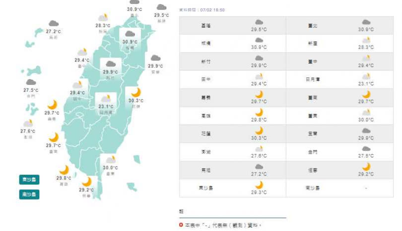 受到太平洋高壓影響，3日天氣與2日類似。（圖／翻攝自氣象局）