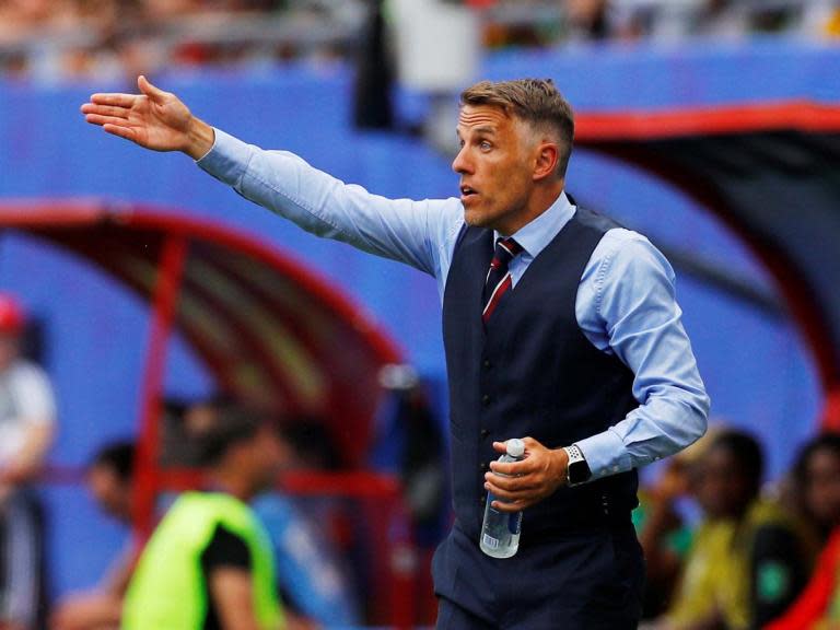 Phil Neville says Englandl‘s victory against Cameroon ”didn’t feel like football” after the Lionesses opponents became distraught by VAR decisions going against them and appeared to protest on the pitch.The game descended into chaos when Ellen White’s goal, which was originally ruled out for offside, was subsequently overturned by VAR, before Nchout Ajara saw her own strike denied by the video review system.Cameroon’s players became incensed with some tearstruck by the perceived injustice and they proceeded to form a huddle in the centre of the pitch before half-time in protest and appeared to consider refusing to play, ignoring the referees’ please to continue, while their manager haplessly attempted to calm them down.And in the dying moments of the match, a vicious raking studs-up challenge on Steph Houghton went unpunished by the referee and left Phil Neville irate, despite England’s passage through to the World Cup quarter-finals and the promise of a showdown against Norway.“It didn’t feel like football,” Neville said on the pitch afterwards. ”I know we get these briefs about coming on TV and saying it was good game, but that wasn’t a last-16 tie in terms of behaviour from footballers. This is going out worldwide.“I didn’t enjoy it, the players didn’t enjoy it and my players kept their concentration, but those images are going out worldwide and young girls are seeing that behaviour and it’s not right.“There has to be a standard of behaviour that you have to do, and my players did that.”