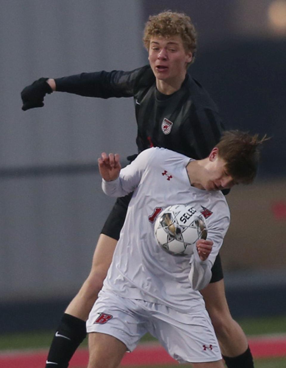 Gilbert forward Preston Stensland, seen here in a game on April 1 at Gilbert, scored two goals for the Class 2A No. 1 Tigers during the 3-1 victory over No. 10 Perry on May 2.