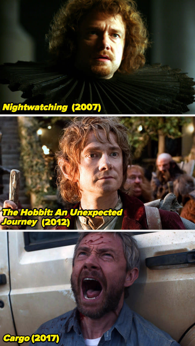 Stills of Martin Freeman in "Nightwatching," "The Hobbit: An Unexpected Journey," and "Cargo."