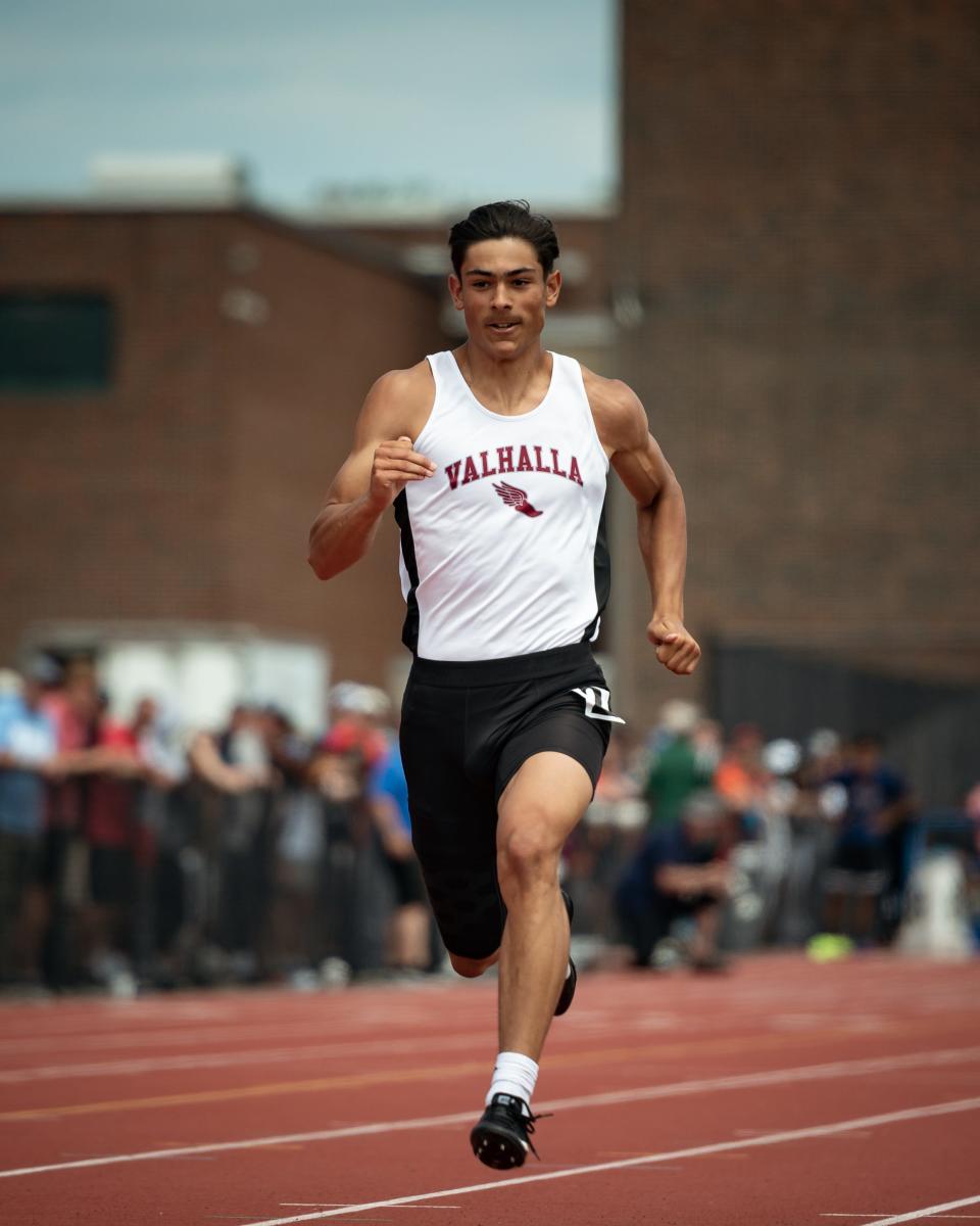 Valhalla's Gabe Franchi competes during the 2022 NYSPHSAA Outdoor Track and Field Championships in Syracuse on Saturday, June 11, 2022. Franchi left states with three medals.