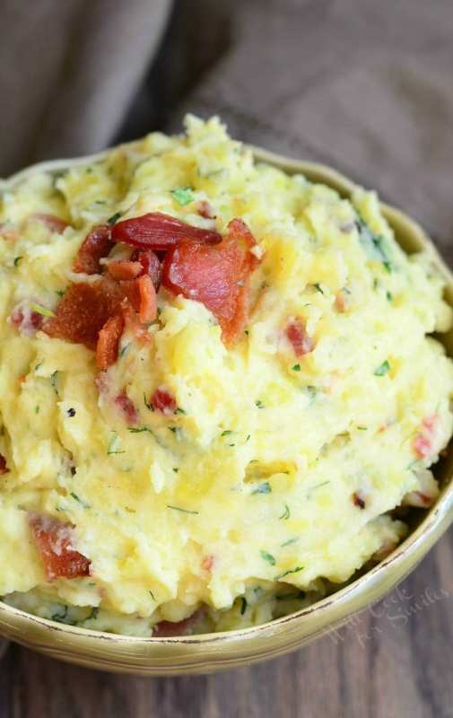 <p>Will Cook for Smiles</p><p>Smooth, creamy, delicious mashed potatoes loaded with crispy bacon bits and fresh herbs. This side is made with golden potatoes for a creamy texture and slight sweetness to the flavor.</p><p><strong>Get the recipe: <a href="https://www.willcookforsmiles.com/bacon-and-herbs-creamy-mashed-potatoes/" rel="nofollow noopener" target="_blank" data-ylk="slk:Bacon and Herbs Creamy Mashed Potatoes;elm:context_link;itc:0;sec:content-canvas" class="link ">Bacon and Herbs Creamy Mashed Potatoes</a></strong></p>