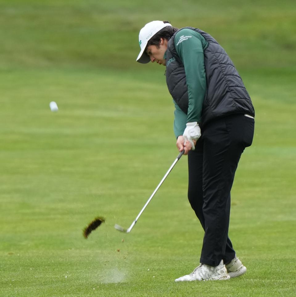 Flanders, NJ - May 4, 2023 —  Scott Sanczyk of Kinnelon participating in the Morris County Boys Golf Tournament.