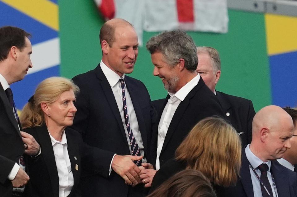 The prince was seen chatting and laughing with King Frederik X (Adam Davy/PA Wire)